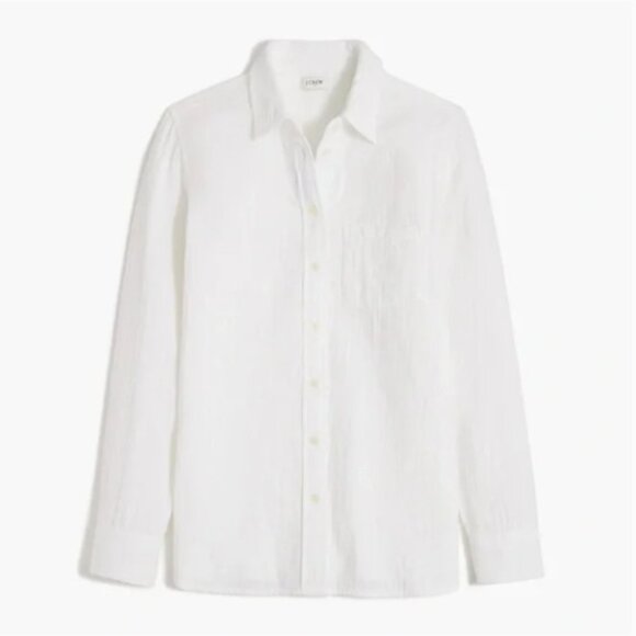 🤍J.CREW Women's Large White Double-Gauze Button-Up Shirt Casual Chic Cotton - Picture 4 of 6